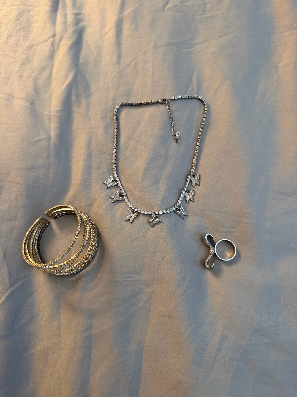 Silver Jewelry Set (includes necklace, bracelet, and ring)